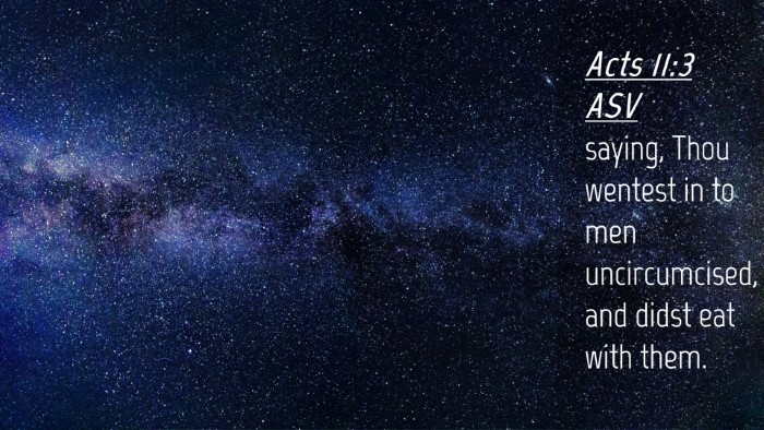 Picture 04 - Acts 11:3 ASV Desktop Wallpaper - saying, Thou wentest in to men uncircumcised, and - Desktop Bible Verse Wallpaper