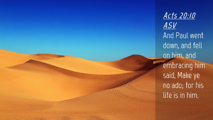 Picture 04 - Acts 20:10 ASV Desktop Wallpaper - And Paul went down, and fell on him, and - Desktop Bible Verse Wallpaper