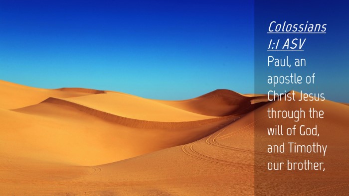 Picture 04 - Colossians 1:1 ASV Desktop Wallpaper - Paul, an apostle of Christ Jesus through the will - Desktop Bible Verse Wallpaper