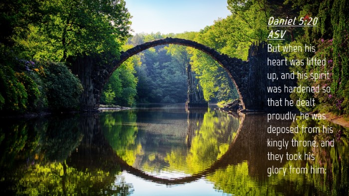 Picture 04 - Daniel 5:20 ASV Desktop Wallpaper - But when his heart was lifted up, and his spirit - Desktop Bible Verse Wallpaper