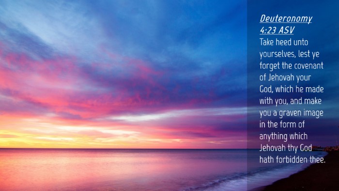 Picture 04 - Deuteronomy 4:23 ASV Desktop Wallpaper - Take heed unto yourselves, lest ye forget the - Desktop Bible Verse Wallpaper