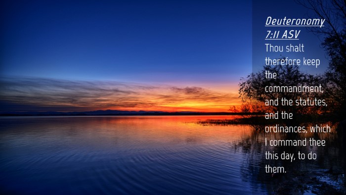 Picture 04 - Deuteronomy 7:11 ASV Desktop Wallpaper - Thou shalt therefore keep the commandment, and - Desktop Bible Verse Wallpaper