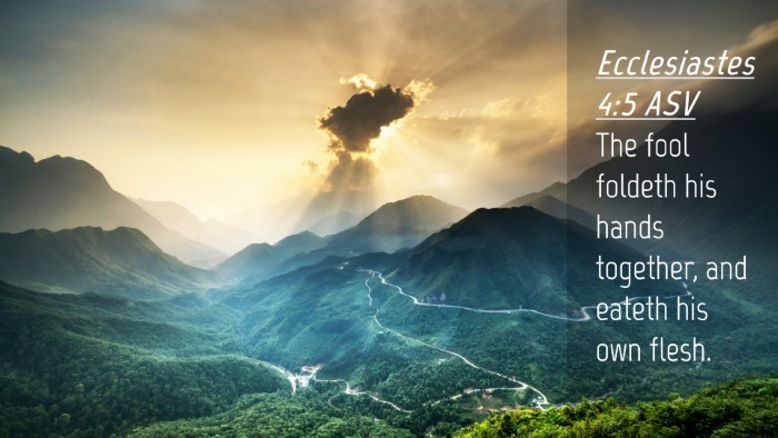 Picture 04 - Ecclesiastes 4:5 ASV Desktop Wallpaper - The fool foldeth his hands together, and eateth - Desktop Bible Verse Wallpaper