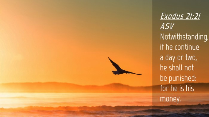 Picture 04 - Exodus 21:21 ASV Desktop Wallpaper - Notwithstanding, if he continue a day or two, he - Desktop Bible Verse Wallpaper