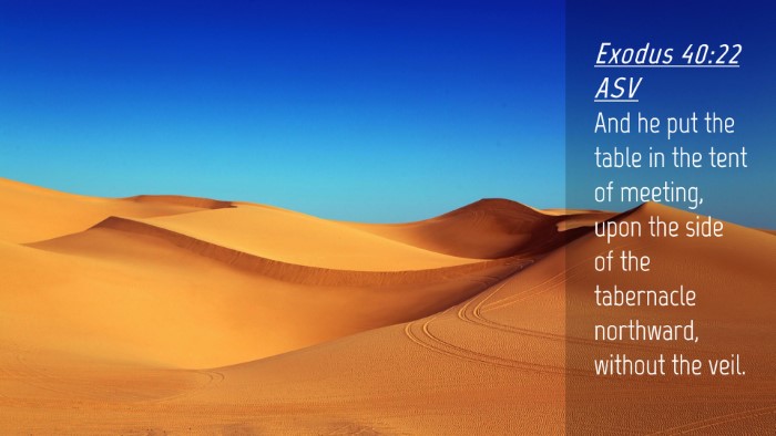 Picture 04 - Exodus 40:22 ASV Desktop Wallpaper - And he put the table in the tent of meeting, upon - Desktop Bible Verse Wallpaper