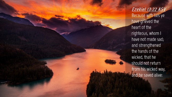 Picture 04 - Ezekiel 13:22 ASV Desktop Wallpaper - Because with lies ye have grieved the heart of - Desktop Bible Verse Wallpaper