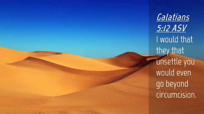 Picture 04 - Galatians 5:12 ASV Desktop Wallpaper - I would that they that unsettle you would even go - Desktop Bible Verse Wallpaper