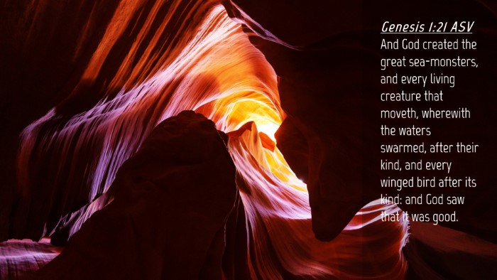 Picture 04 - Genesis 1:21 ASV Desktop Wallpaper - And God created the great sea-monsters, and every - Desktop Bible Verse Wallpaper