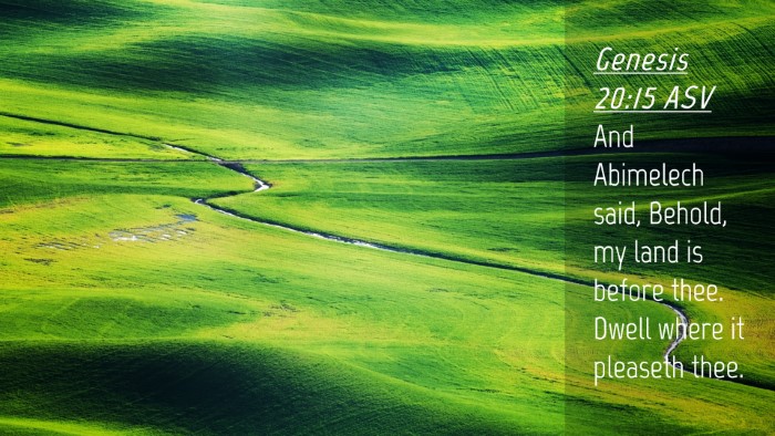Picture 04 - Genesis 20:15 ASV Desktop Wallpaper - And Abimelech said, Behold, my land is before - Desktop Bible Verse Wallpaper