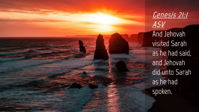 Picture 04 - Genesis 21:1 ASV Desktop Wallpaper - And Jehovah visited Sarah as he had said, and - Desktop Bible Verse Wallpaper