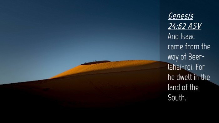 Picture 04 - Genesis 24:62 ASV Desktop Wallpaper - And Isaac came from the way of Beer-lahai-roi. - Desktop Bible Verse Wallpaper