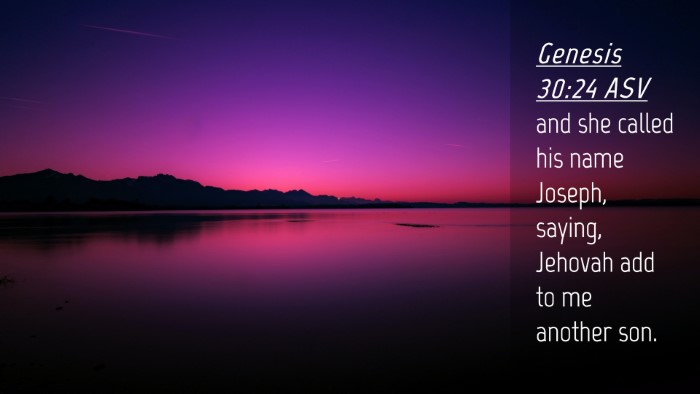 Picture 04 - Genesis 30:24 ASV Desktop Wallpaper - and she called his name Joseph, saying, Jehovah - Desktop Bible Verse Wallpaper
