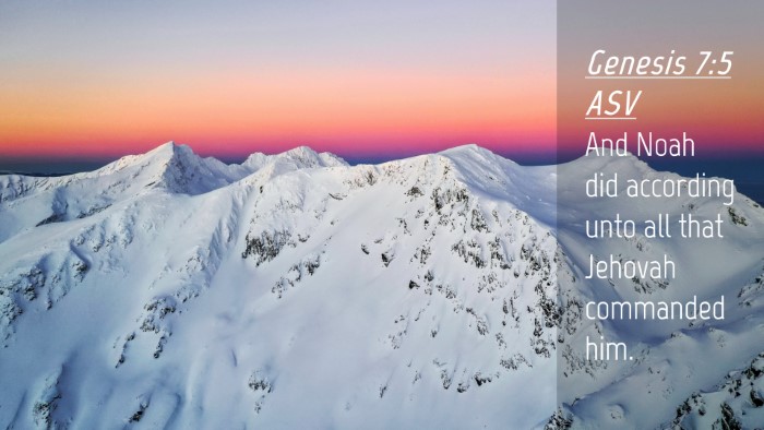 Picture 04 - Genesis 7:5 ASV Desktop Wallpaper - And Noah did according unto all that Jehovah - Desktop Bible Verse Wallpaper