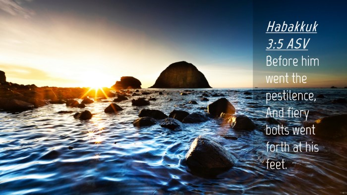 Picture 04 - Habakkuk 3:5 ASV Desktop Wallpaper - Before him went the pestilence, And fiery bolts - Desktop Bible Verse Wallpaper