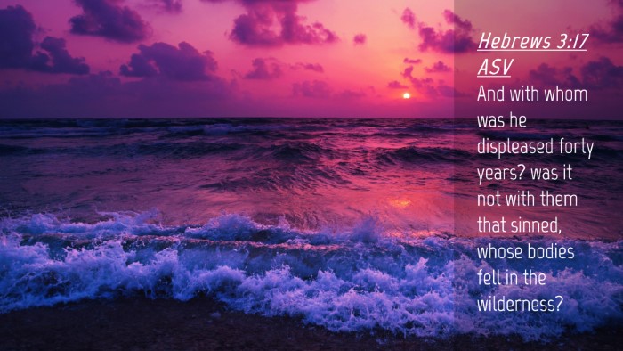 Picture 04 - Hebrews 3:17 ASV Desktop Wallpaper - And with whom was he displeased forty years? was - Desktop Bible Verse Wallpaper
