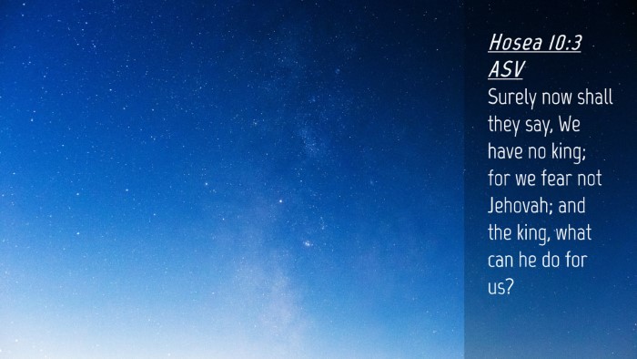 Picture 04 - Hosea 10:3 ASV Desktop Wallpaper - Surely now shall they say, We have no king; for - Desktop Bible Verse Wallpaper