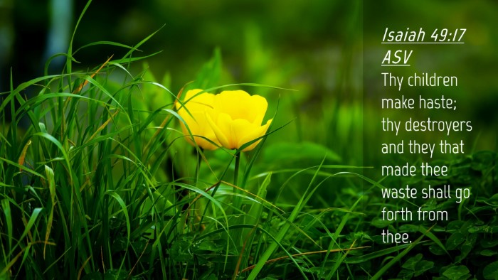 Picture 04 - Isaiah 49:17 ASV Desktop Wallpaper - Thy children make haste; thy destroyers and they - Desktop Bible Verse Wallpaper