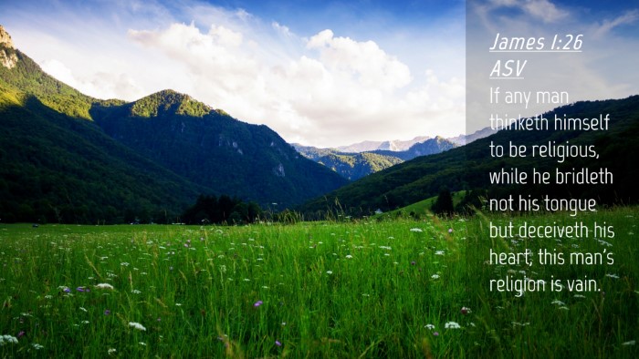 Picture 04 - James 1:26 ASV Desktop Wallpaper - If any man thinketh himself to be religious, - Desktop Bible Verse Wallpaper