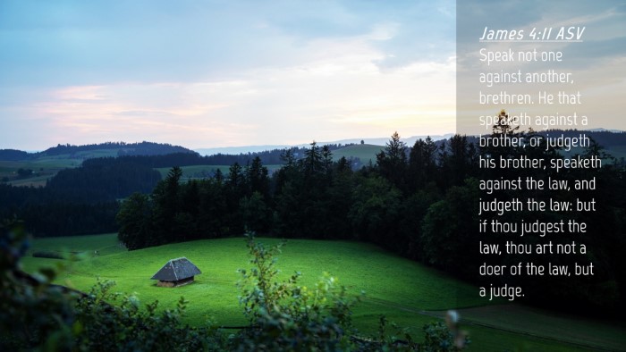 Picture 04 - James 4:11 ASV Desktop Wallpaper - Speak not one against another, brethren. He that - Desktop Bible Verse Wallpaper