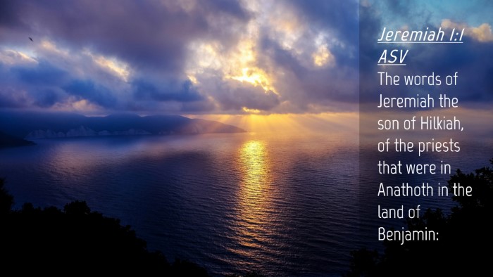 Picture 04 - Jeremiah 1:1 ASV Desktop Wallpaper - The words of Jeremiah the son of Hilkiah, of the - Desktop Bible Verse Wallpaper