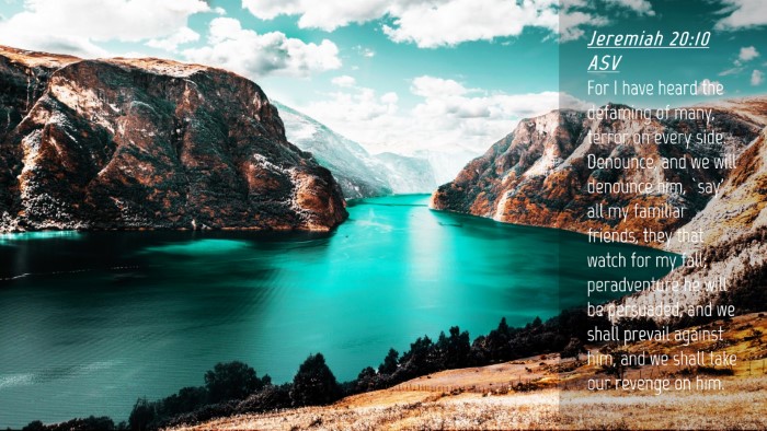 Picture 04 - Jeremiah 20:10 ASV Desktop Wallpaper - For I have heard the defaming of many, terror on - Desktop Bible Verse Wallpaper