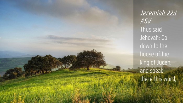 Picture 04 - Jeremiah 22:1 ASV Desktop Wallpaper - Thus said Jehovah: Go down to the house of the - Desktop Bible Verse Wallpaper