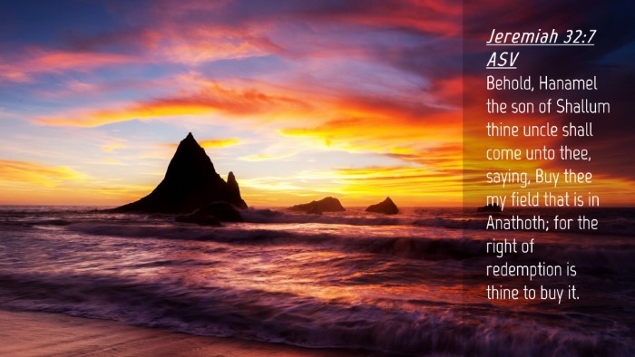 Picture 04 - Jeremiah 32:7 ASV Desktop Wallpaper - Behold, Hanamel the son of Shallum thine uncle - Desktop Bible Verse Wallpaper