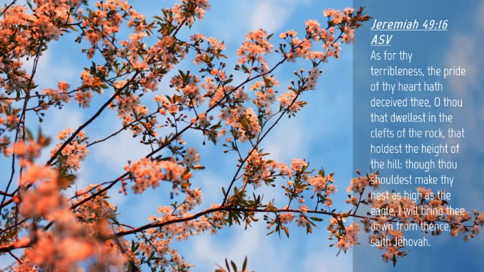 Picture 04 - Jeremiah 49:16 ASV Desktop Wallpaper - As for thy terribleness, the pride of thy heart - Desktop Bible Verse Wallpaper