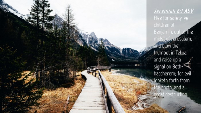 Picture 04 - Jeremiah 6:1 ASV Desktop Wallpaper - Flee for safety, ye children of Benjamin, out of - Desktop Bible Verse Wallpaper
