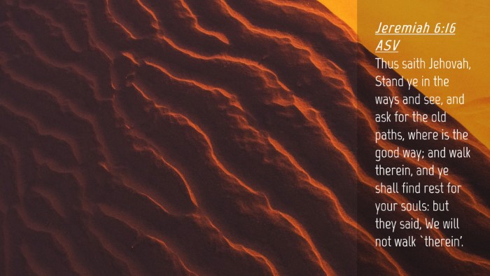 Picture 04 - Jeremiah 6:16 ASV Desktop Wallpaper - Thus saith Jehovah, Stand ye in the ways and see, - Desktop Bible Verse Wallpaper