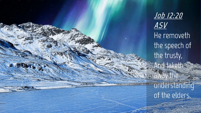 Picture 04 - Job 12:20 ASV Desktop Wallpaper - He removeth the speech of the trusty, And taketh - Desktop Bible Verse Wallpaper