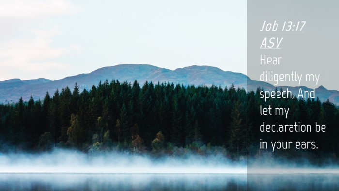 Picture 04 - Job 13:17 ASV Desktop Wallpaper - Hear diligently my speech, And let my declaration - Desktop Bible Verse Wallpaper