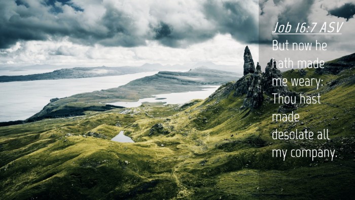 Picture 04 - Job 16:7 ASV Desktop Wallpaper - But now he hath made me weary: Thou hast made - Desktop Bible Verse Wallpaper