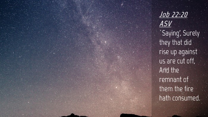 Picture 04 - Job 22:20 ASV Desktop Wallpaper - `Saying', Surely they that did rise up against us - Desktop Bible Verse Wallpaper