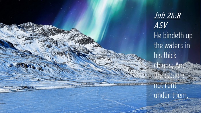 Picture 04 - Job 26:8 ASV Desktop Wallpaper - He bindeth up the waters in his thick clouds; And - Desktop Bible Verse Wallpaper