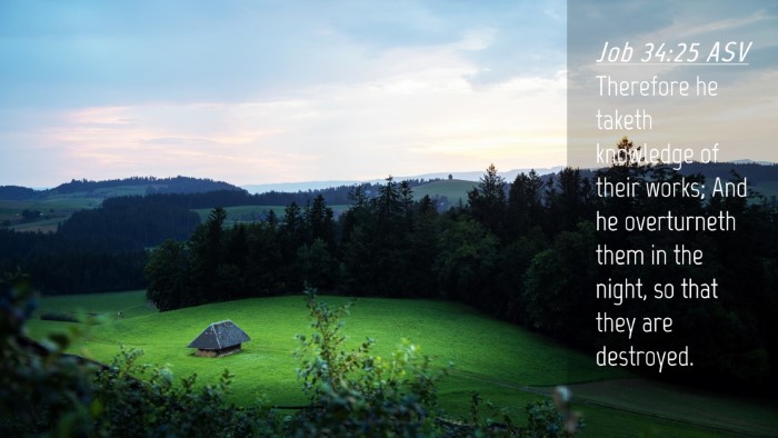 Picture 04 - Job 34:25 ASV Desktop Wallpaper - Therefore he taketh knowledge of their works; And - Desktop Bible Verse Wallpaper