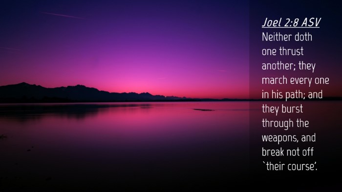 Picture 04 - Joel 2:8 ASV Desktop Wallpaper - Neither doth one thrust another; they march every - Desktop Bible Verse Wallpaper