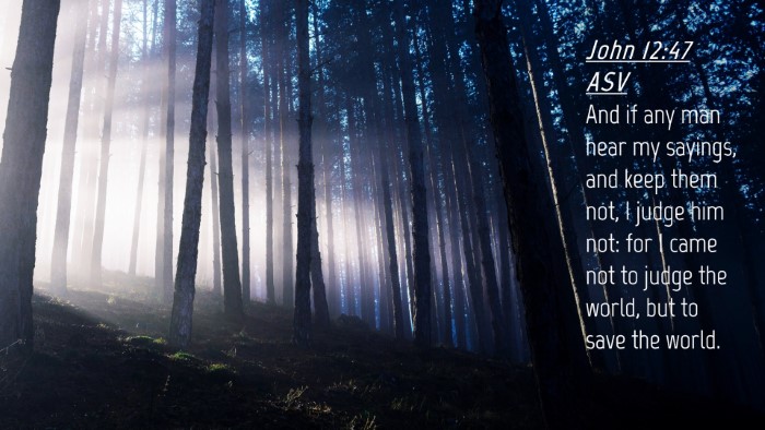 Picture 04 - John 12:47 ASV Desktop Wallpaper - And if any man hear my sayings, and keep them - Desktop Bible Verse Wallpaper