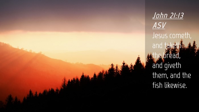 Picture 04 - John 21:13 ASV Desktop Wallpaper - Jesus cometh, and taketh the bread, and giveth - Desktop Bible Verse Wallpaper