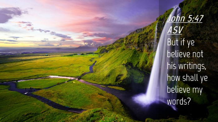 Picture 04 - John 5:47 ASV Desktop Wallpaper - But if ye believe not his writings, how shall ye - Desktop Bible Verse Wallpaper