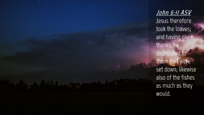 Picture 04 - John 6:11 ASV Desktop Wallpaper - Jesus therefore took the loaves; and having given - Desktop Bible Verse Wallpaper