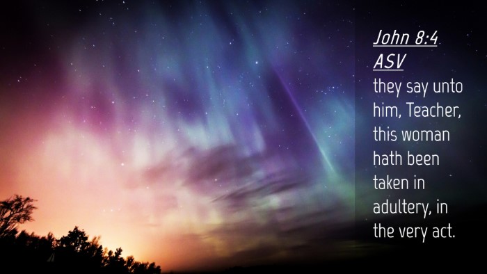 Picture 04 - John 8:4 ASV Desktop Wallpaper - they say unto him, Teacher, this woman hath been - Desktop Bible Verse Wallpaper