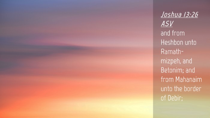 Picture 04 - Joshua 13:26 ASV Desktop Wallpaper - and from Heshbon unto Ramath-mizpeh, and Betonim; - Desktop Bible Verse Wallpaper