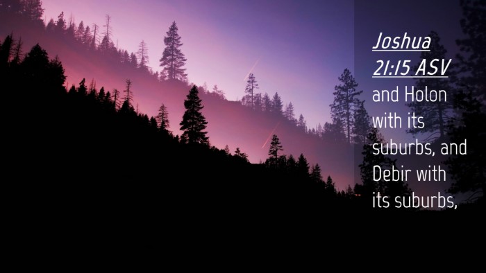 Picture 04 - Joshua 21:15 ASV Desktop Wallpaper - and Holon with its suburbs, and Debir with its - Desktop Bible Verse Wallpaper