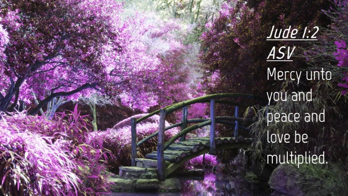 Picture 04 - Jude 1:2 ASV Desktop Wallpaper - Mercy unto you and peace and love be - Desktop Bible Verse Wallpaper