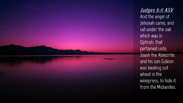 Picture 04 - Judges 6:11 ASV Desktop Wallpaper - And the angel of Jehovah came, and sat under the - Desktop Bible Verse Wallpaper