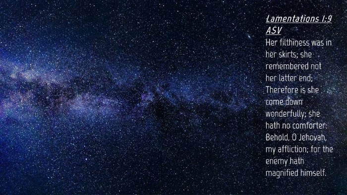 Picture 04 - Lamentations 1:9 ASV Desktop Wallpaper - Her filthiness was in her skirts; she remembered - Desktop Bible Verse Wallpaper
