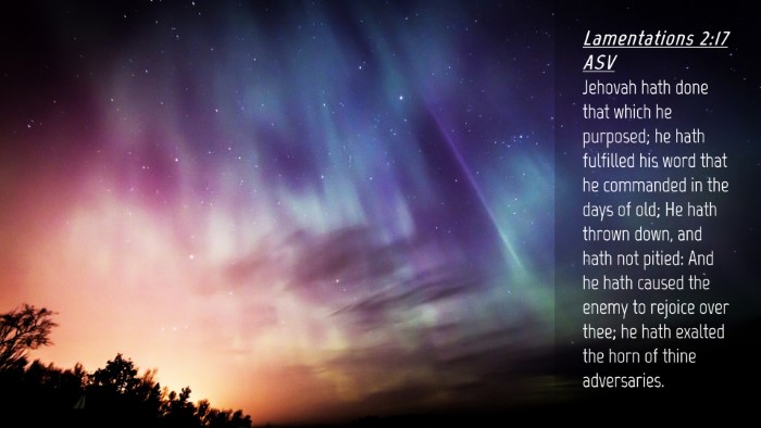 Picture 04 - Lamentations 2:17 ASV Desktop Wallpaper - Jehovah hath done that which he purposed; he hath - Desktop Bible Verse Wallpaper