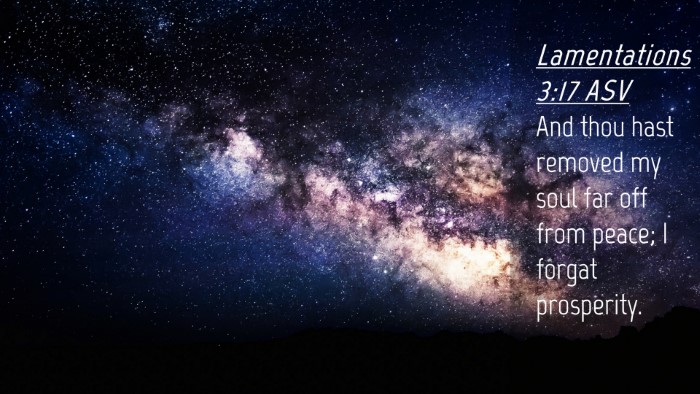 Picture 04 - Lamentations 3:17 ASV Desktop Wallpaper - And thou hast removed my soul far off from peace; - Desktop Bible Verse Wallpaper