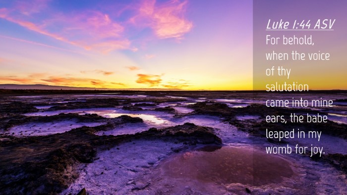 Picture 04 - Luke 1:44 ASV Desktop Wallpaper - For behold, when the voice of thy salutation came - Desktop Bible Verse Wallpaper